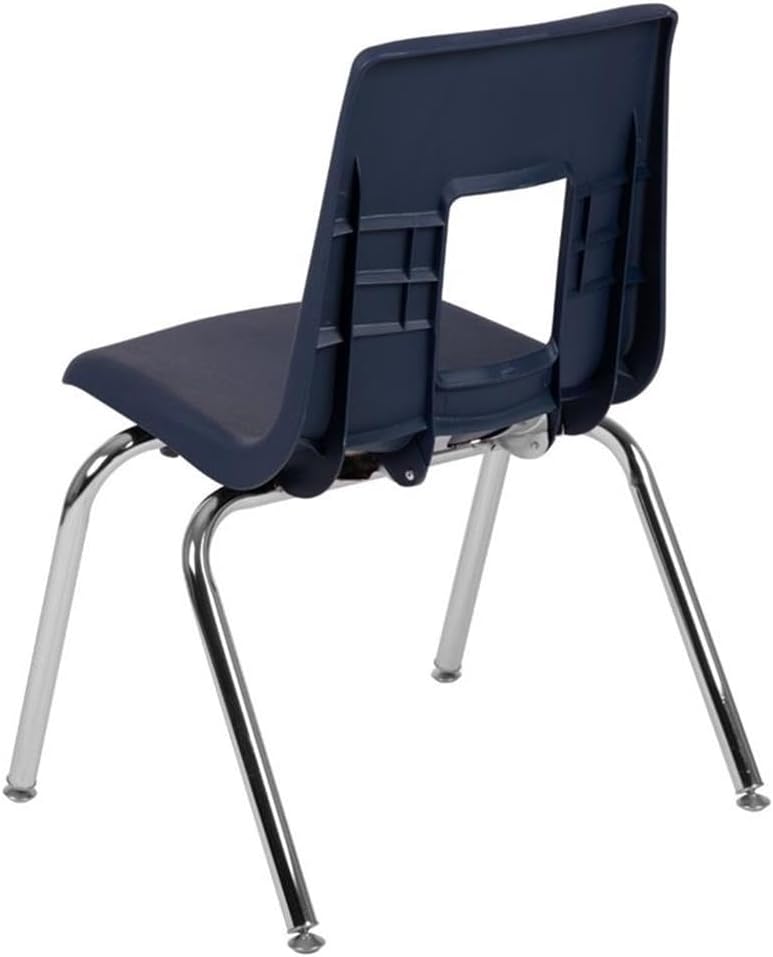 BOWERY HILL Contemporary Student Stack School Chair, 16-Inch Seat Height, Navy Finish, High-Density Polypropylene and Steel Frame, Ergonomic Design, Stackable Chair for Classroom, Daycare or