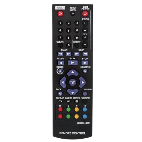 AKB73615801 Replaced DVD Remote Fit for Lg Blu-ray Disc Player BP125 BP200 BP220 BP220N BP320 BP320N BP325W BD220 BD630 BP125N BP135W-N BP325 BP325N BP335WN BD670 BD570 BD660 BD560 BD55