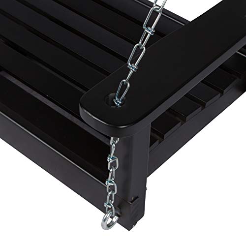 Shine Company Maine 54" Outdoor Wood Porch Swing with Chains, Hanging Bench, 4.5 Ft, Black by Shine Company - Image 4