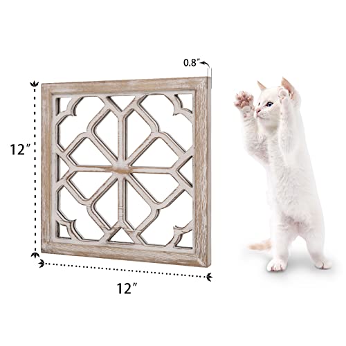 Gifttrove Rustic Square Wall Mirror, Small Decorative Mirror, Whitewashed Farmhouse Mirror, Wood Framed Entry Mirror For Bathroom, Living Room, 12”X12” #TOP6