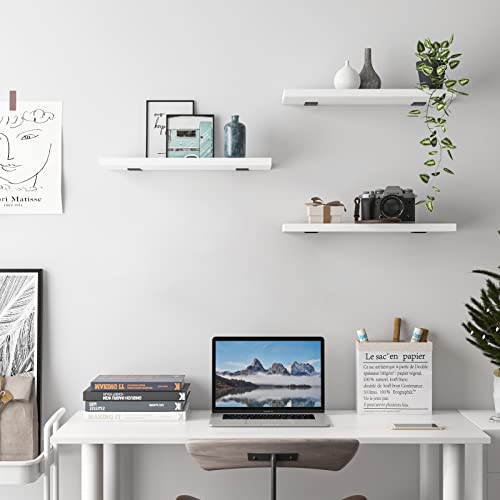 Homaz Life Floating Shelves Wall Mounted Set Of 3, Storage Decor Shelves For Living Room Bedroom Garage Hallway, White #TOP3