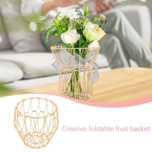 Cesta de frutas plegable de acero inoxidable para ahorrar espacio en encimeras 6
