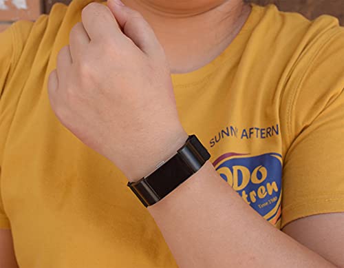 調節可能な伸縮性リストバンド/足首バンド Fitbit Charge 2アクティビティトラッカーに対応 ストレッチバンド 男女兼用 ブラック M