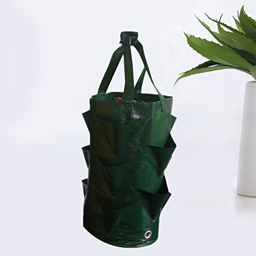 Hemoton 3 Gallons Planting Grow Bag, Hanging Strawberry Bags, Plastic Strawberry Planter Bags, Perfect For Growing Strawberry,Tomato,Pepper,Cucumber,Herbs,Lettuce,Greens,Flowers And More! (Green) #TOP30
