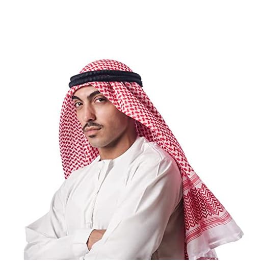 Écharpe arabe Shemagh pour homme Moyen-Orient Keffieh Foulard Saoudite Écharpes Hijab Bandeau Châle du désert Couvre-chef saoudien Turban arabe classique Grand bandana Couvre-tête doux pour garçons
