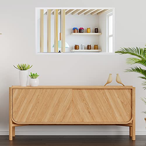 Espelho Moldura Decorativa Grande Madeira Rustica Quarto (Branco)