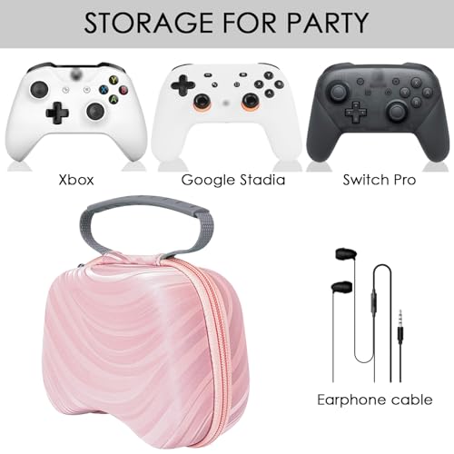 Image of TOCCOOL Hard Travel Controller Case Compatible with Xbox One, Xbox Series X /S, Nintendo Switch Pro Wireless Controller, Portable Bag for Game Accessories (Pink)