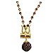 Loard Shiv Trishul Damru Locket with Puchmukhi Rudraksha Mala Pendant Necklace for Men and Women, Wood