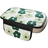 AugustknowU Plush Fleece Car Armrest Cover, Armrest Protection Cover with Side Storage Pockets, Armrest Seat Box Cover, Car Center Console Cushion Pad(green-Double mouth)