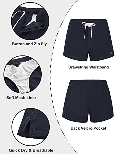 Rocorose Women's Summer Beachwear Solid Quick Dry Water Sports Board Shorts With Inner Mesh Navy Xl #TOP4