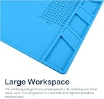 MMOBIEL Soldering and Repair Mat Silicone - 21 x 14 inch - Heat-Resistant up to 932°F (500°C) – Large Workbench Mat for Soldering, Cell Phone, Computer and Electronics – Silicone Soldering Mat -Blue