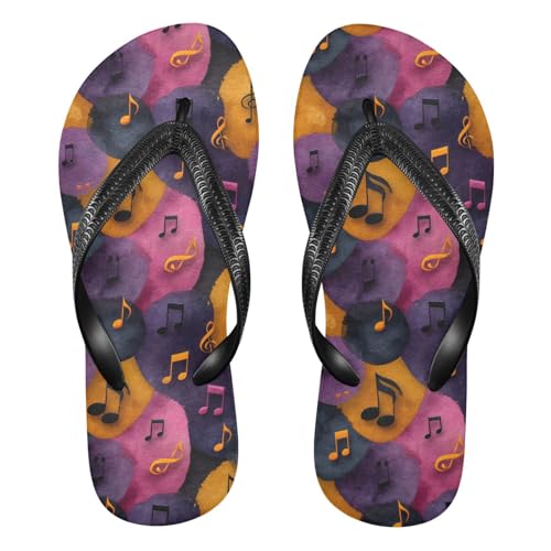 Flip Flop Sandals Music Pattern Print for Women Men Beach Outdoor XS