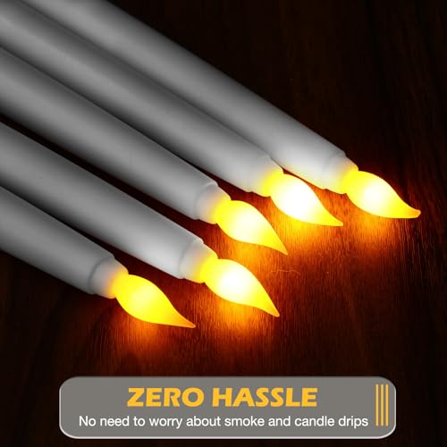 Image of Tuanse 24 Pack Flameless Flicker Taper Candles Bulk with Remote and Timer, Battery Operated LED Warm White Taper Candles Light for Home Wedding Decoration Gifts(White,8 Inch)