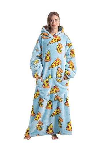 Fuhomejia Oversized Blanket Hoodie Extra Long Womens Blanket Hoodie Long Big Blanket Hoodie Wearable Blanket Hoodie Puppy, Pizza, Tall Plus Size