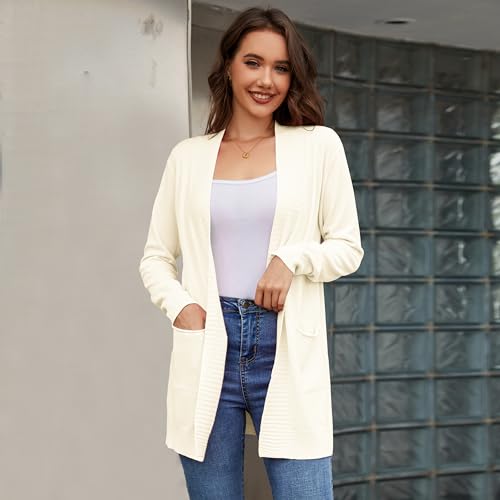 Women's Open Front Cardigan with Pockets Long Sleeve Casual Knit Sweaters2