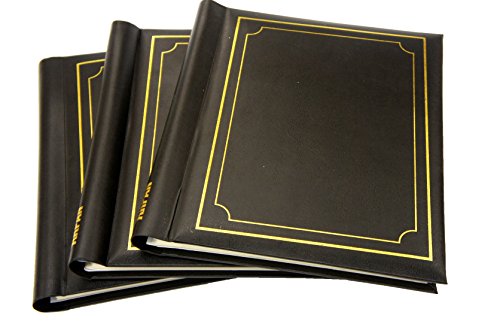 Arpan 3 Self Adhesive Large Photo Albums Padded Leather Style Finish Cover- Totaling 120 Sides (BLACK)