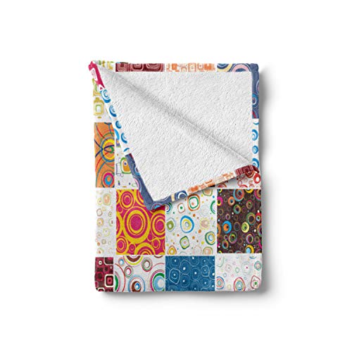 Ambesonne Retro Throw Blanket, Big Patchwork Of Different Patterns Traditional Classical Old Fashioned, Flannel Fleece Accent Piece Soft Couch Cover For Adults, 50" X 60", Multicolor #TOP1