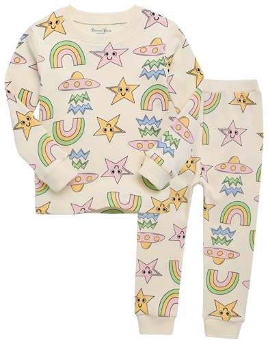 VAENAIT BABY Toddler Cotton Pajamas for Kids Rainbow Star Print Long Sleeve PJ Set Happy Day S