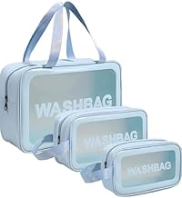 Translucent Travel Toiletry Bag – Unisex Waterproof Cosmetic Pouch for Makeup & Wash Accessories (Blue)