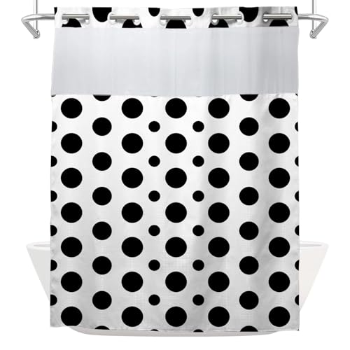 TheBlackSpot Cute Boho Shower Curtain Sets Polka Dot Western Rustic Abstract Aesthetic Bath Curtains Pretty Shower Curtain Bathroom Decor Sets Grommet with Hooks 72W × 74H inches Black and White