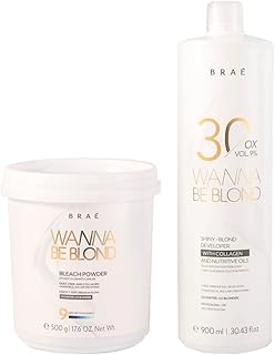 Pó Descolorante BRAÉ Wanna Be Blond + Oxidante 30 Volumes 900ml - Kit Profissional Descoloração Rápida e Menos Danos
