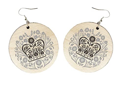 Image of King Charles III Coronation 2023 Earrings (Design 16 - Black and Grey Emblem)