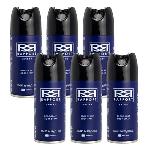 Image of Rapport Deodorant Body Spray, Every-Day Fragrance for Him, Multi-Pack, 6 x 150ml (Sport)