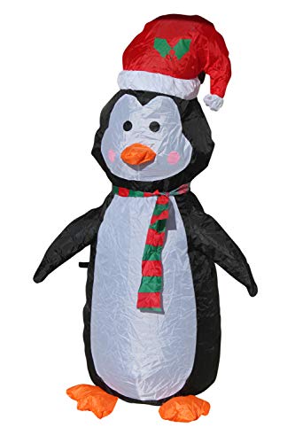 Image of Garden Market Place Inflatable Christmas Penguin with Low Voltage LED Lights 1.2M Tall- Indoor or Outdoors