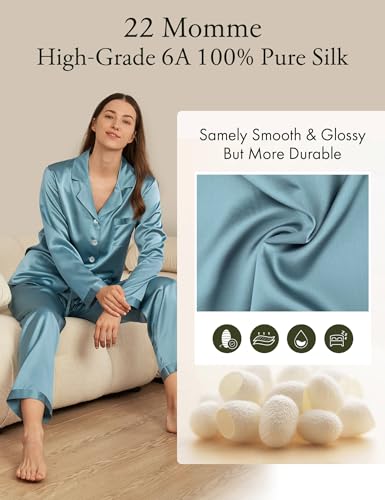 Image of LilySilk Silk Pajamas for Women Pure Full Length Long 22 Momme 100% Mulberry Silk Luxury