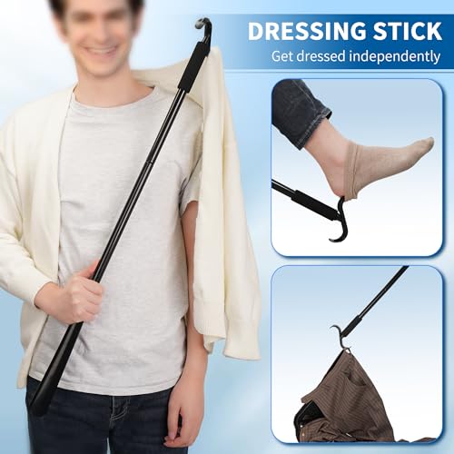 Kekoy 35.5 Inch Long Handled Shoe Horn - Dressing Stick Sock Remover Aid Helper - Adjustable & Versatile Dressing Aid for Shoes, Socks, Shirts, Pants, Pack of 1 - Thumbnail 2