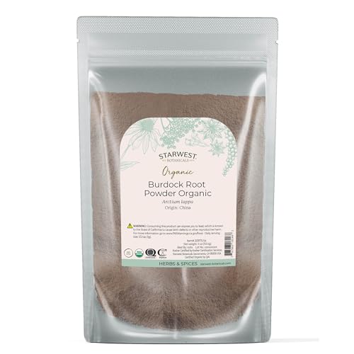 Starwest Botanicals Burdock Root Powder Organic - Natural Loose Herb for Tea Rice Soup & Stews Certified Kosher Non-GMO - 4 oz Pouch