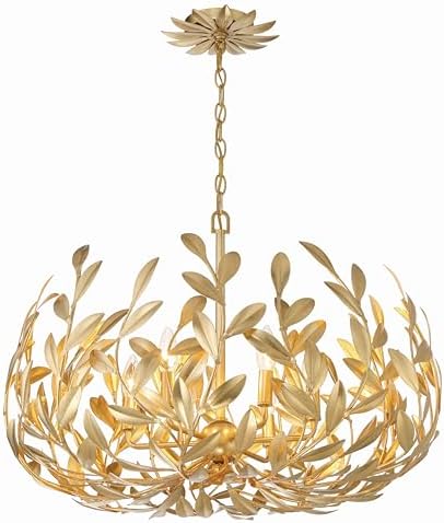 Crystorama Broche 6 Light Antique Gold Chandelier