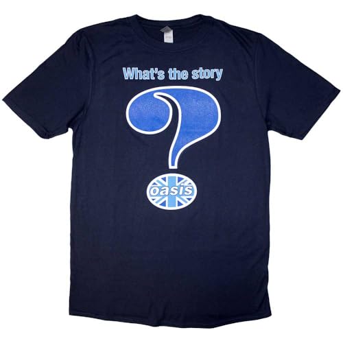 Image of Oasis T Shirt Question Mark Band Logo Official Mens Navy Blue XXL