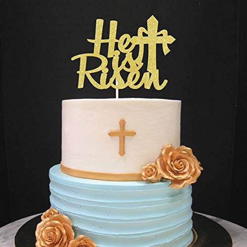 He Is Risen Cake Topper, Jesus Easter Cake Topper, Easter Cake Decor, Easter Party Supplies, Cross Cake Decoration #TOP2