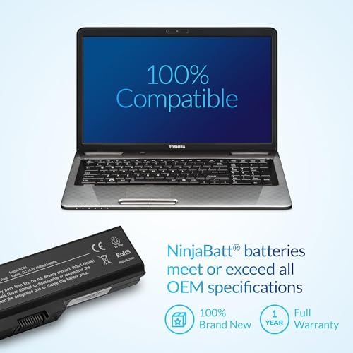 NinjaBatt Battery for Toshiba C660 PA3817U-1BRS L750 L755 A660 L655 L650 L670 C650 P750 PA3817U-1BAS L750D L755D PA3819U-1BRS A665 L775 L655D - High Performance [6 Cells/4400mAh/48Wh]