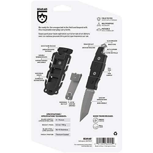 Gear Aid Kotu Tanto Fixed Blade Knife With Sheath, Coyote, 3” #TOP2