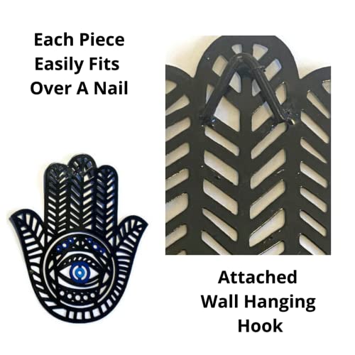 Porenea Hand Of Hamsa Wall Decor | Morrocan Decorations For Home | Evil Eye Wall Decor | Eclectic Hanging Ornament | Palmistry Hand Sculpture | Fatima Hand #TOP7
