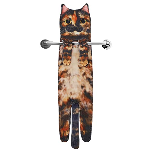 AGRIMONY Cat Funny Hand Towels for Bathroom Kitchen - Cute Decorative Cat Decor Hanging Washcloths Face Towels Super Absorbent Soft - House Warming Christmas Birthday Gifts for Women Mom Cat Lovers