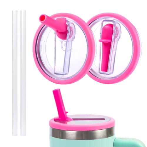 2 Pcs 40oz Tumbler Flip Straw Lid Replacement for Stanley 40oz Cup Lid Cup Accessory,Leak Proof Cup Top Lids for Stanley Quencher H2.0,Reusable Spill Proof Tumbler Lid Cover