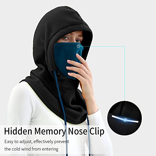 Achiou Ski Mask For Men Women, Winter Balaclava Warm Windproof Face Mask, Fleece Hood Full Head Cover Scarf Neck Warmer Black #TOP2