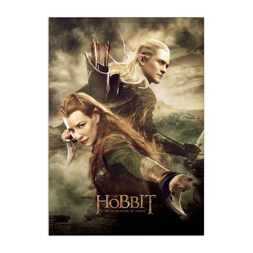 Bild: Displate Offiziell Hobbit MetallPoster Magnetische Befestigung Inklusive Lizenziert Bilder Hochwertiges Poster The Hobbit: The Desolation of Smaug - Tauriel and Legolas Poster 45 cm x 32 cm f�r 39,20 EUR  bei Amazon