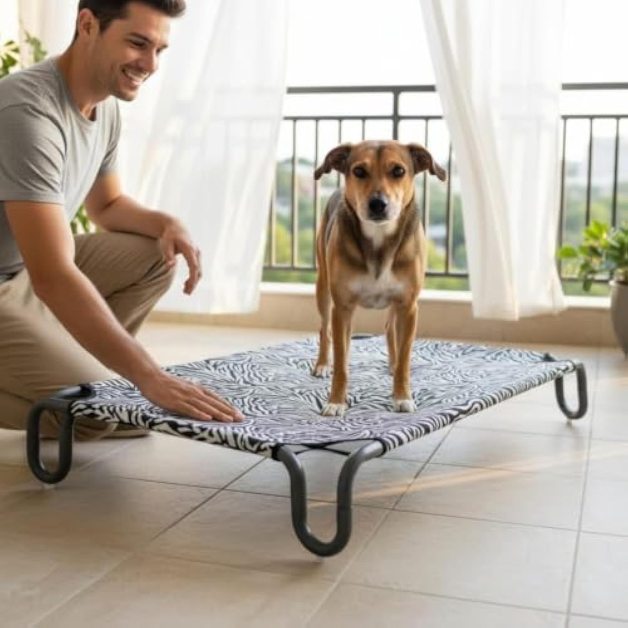 Washable Elevated Dog Cot, All-Season Raised Pet Bed