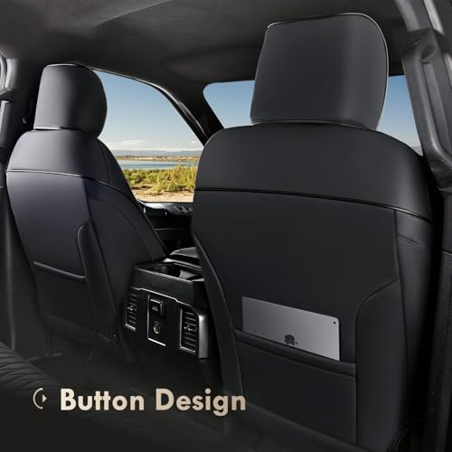 Image of Coverado Leather Seat Covers Full Set Fit for Ford F150 F250 F350 F450, Waterproof Ford F150 Truck Seat Covers Fit for 2015-2026 F150 and 2017-2026 F250 F350 F450 (Black)