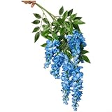EffiFish Ghirlanda artificiale di glicine in seta, fiori finti per matrimonio (blu)