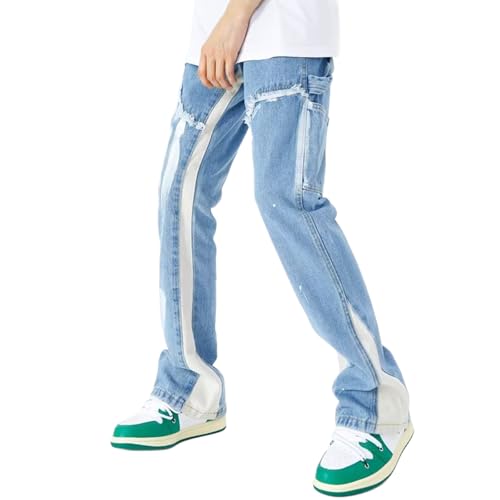 Baggy Jeans Men Washed Distressed Y2k Denim Pants Splatter Paint Graffiti Streetwear for Skater Jeans Flare