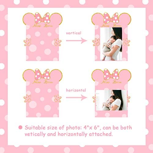 Cartoon Mouse 1st Birthday Baby Photo Banner for Newborn to 12 Months Pink and Gold Monthly Milestone Photograph Bunting Garland for Girls Cartoon Mouse Themed First Birthday Celebration Decorations