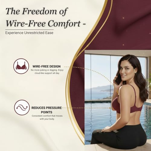 Image of Saforia Cuddlecot Cotton Padded T-Shirt Bra for Women | Wire-Free Full Coverage Bra | Breathable Soft Cotton Everyday Bra | Seamless Comfort Innerwear
