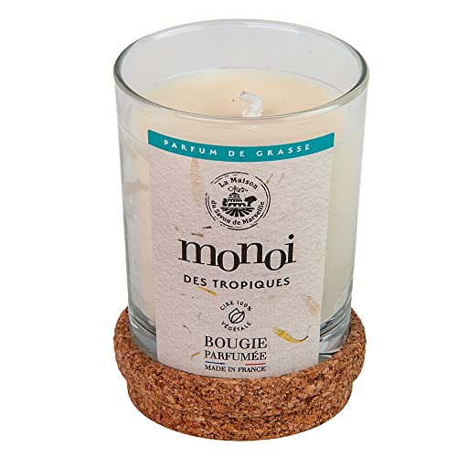 Maison Du Savon Bougie Scented Candle - Monoi Jar Candle - Burn Time Up To 40 Hours - 180G #TOP1