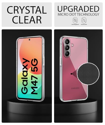 Image of WOW IMAGINE Transparent Back Cover for Samsung Galaxy M47 5G | Raised Bumps for Full Device & Camera Protection TPU Silicone Back Case Mobile Cover - Transparent