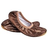 Siegertreppchen Turnschläppchen Glitzer (Größe 30) Bronze, Gymnastikschuhe für Mädchen & Jungen - Ballettschuhe atmungsaktiv & rutschfest